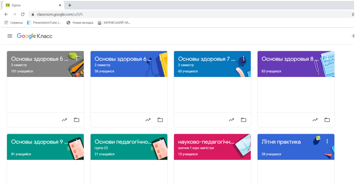 Teacher’s working page on the Google Classroom platform